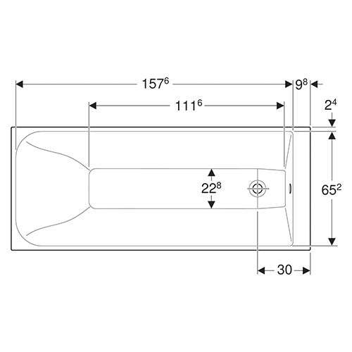 Geberit Rekord Rectangular Built-In Bathtub 176L