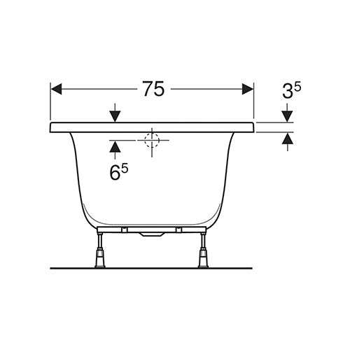 Geberit Rekord Rectangular Built-In Bathtub 195L