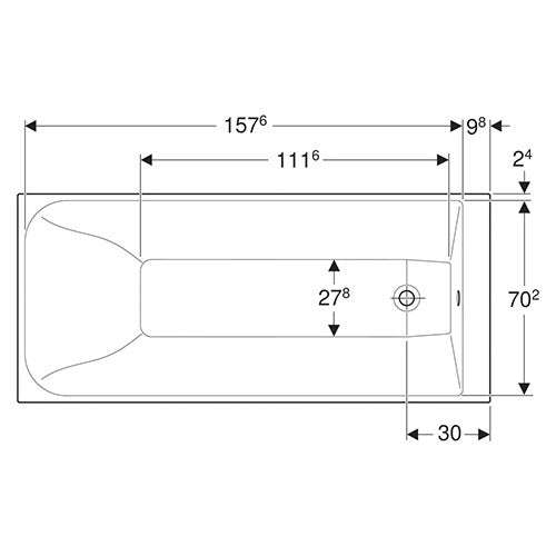 Geberit Rekord Rectangular Built-In Bathtub 195L