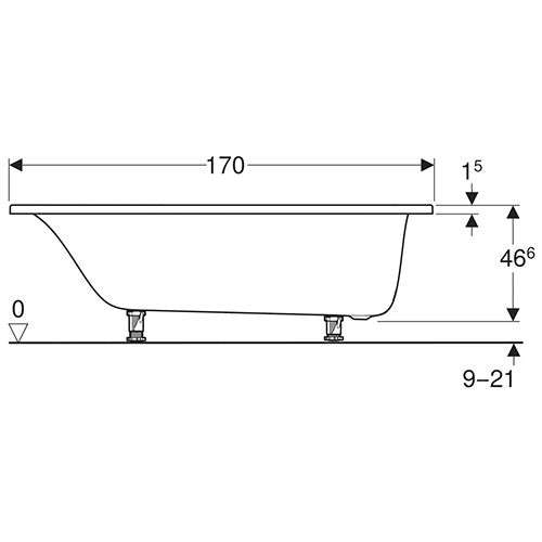 Geberit Tawa Rectangular Built-In Bathtub 700mm