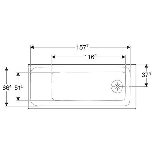 Geberit Tawa Rectangular Built-In Bathtub 750mm
