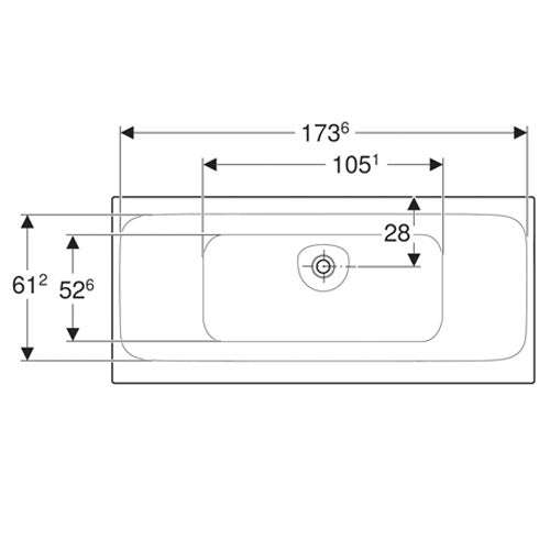 Geberit Tawa Rectangular Built-In Bathtub 800mm with Central Outlet