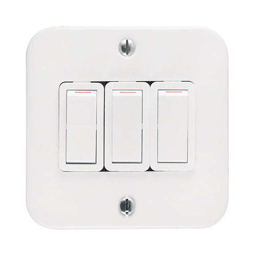 Crabtree Industrial 3 Lever 1-Way Switch in Surface Box 4 x 4
