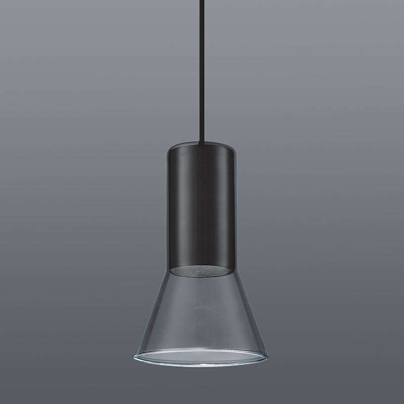 Spazio Cone 10W Aluminium Glass Pendant - Sand Black/Smoke