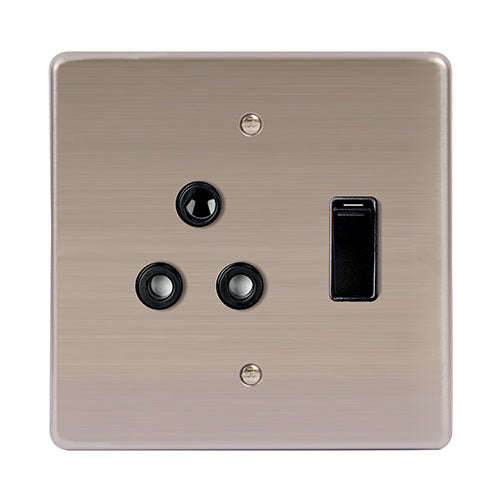 Lesco Stainless Steel RSA Socket 4 x 4 - Black Switch