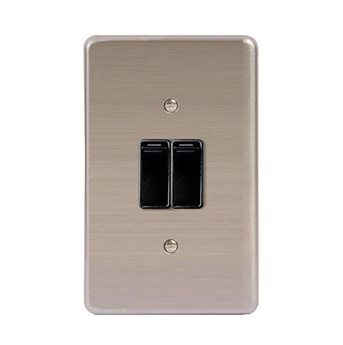 Lesco Stainless Steel 2 Lever 1-Way Light Switch 4 x 2 - Black