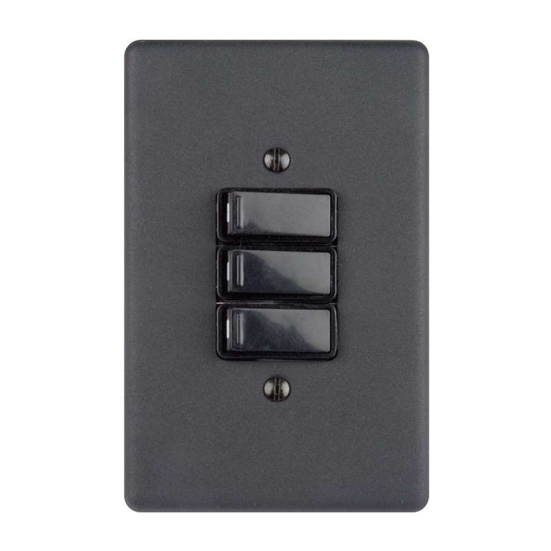 Lesco 3 Lever 1-Way Light Switch 4 x 2 - Matt Black