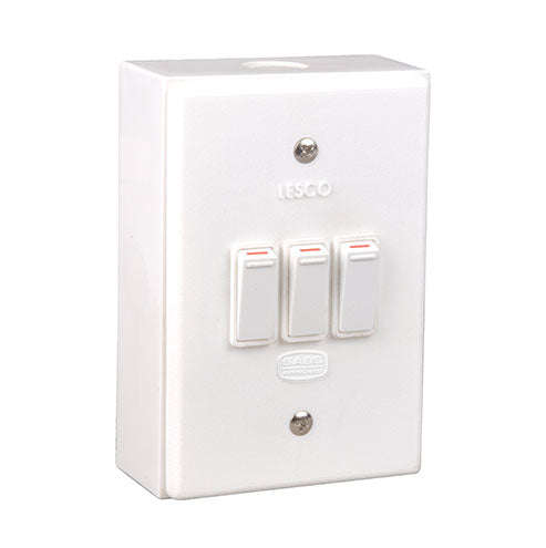 Lesco LSS 3 Lever 1-Way Surface Mount Switch 4 x 2 - Shrink Wrapped