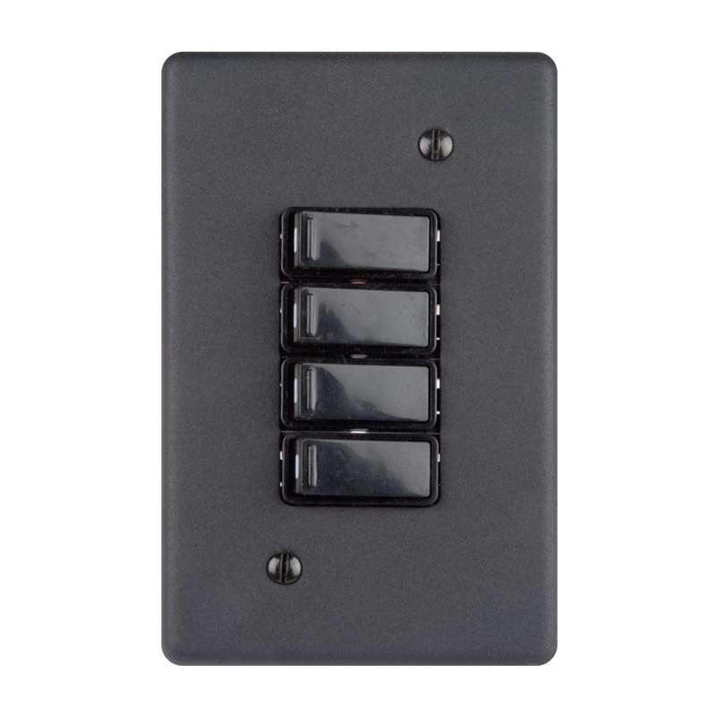 Lesco 4 Lever with 2-Way Light Switch 4 x 2 - Matt Black