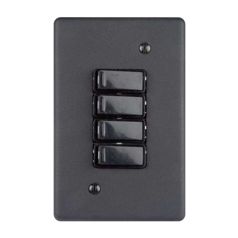 Lesco 4 Lever 1-Way Light Switch 4 x 2 - Matt Black