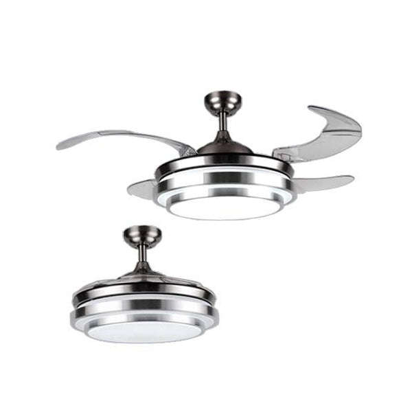 Bright Star 4 Retractable Blade Ceiling Fan with Light 1060mm - Satin Chrome