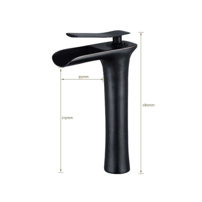 Trendy Taps Sombre Tall Waterfall Basin Mixer - Black