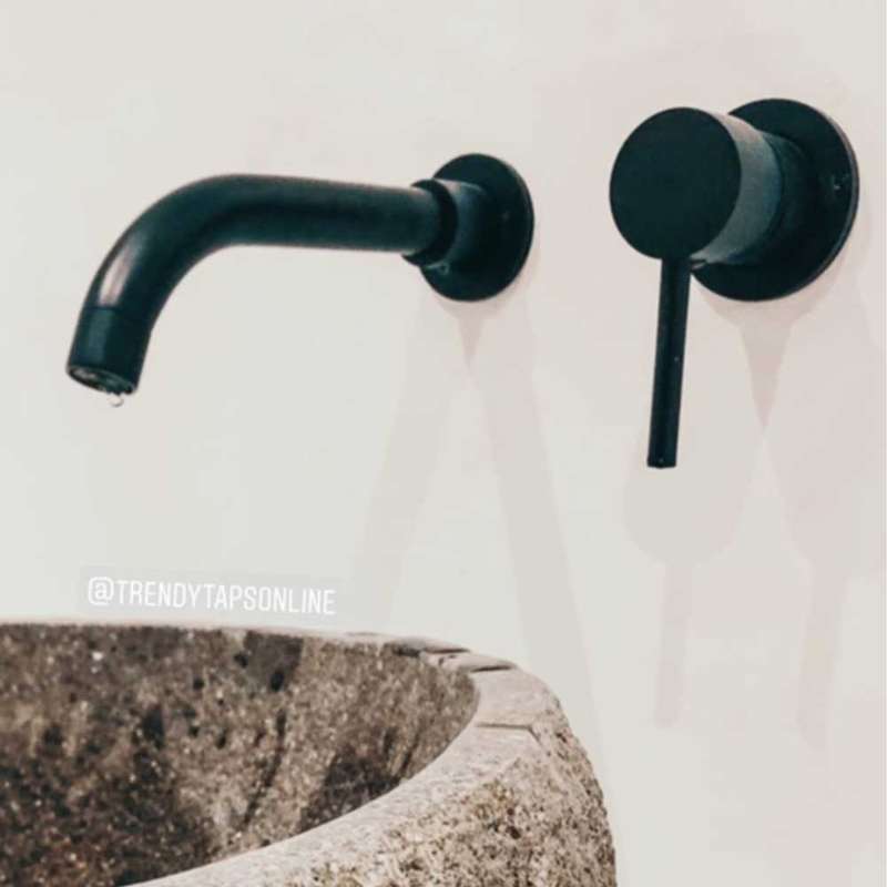 Trendy Taps Sombre Wall Mounted Basin Spout and Mixer - Black