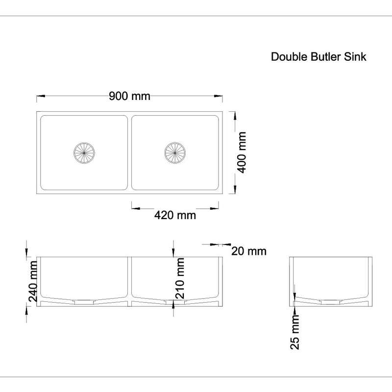 Crystallite Stone 900 Butler Sink