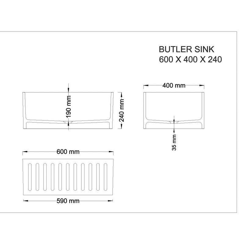 Crystallite Stone 600 Butler Sink