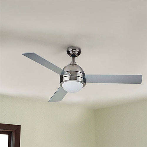 Bright Star 3 Blade Ceiling Fan with Light 1220mm - Satin Nickel