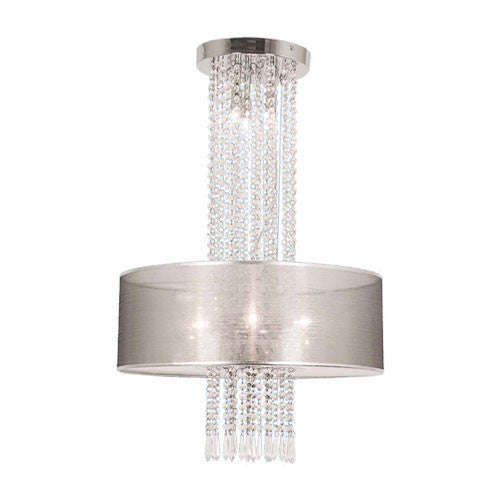 Bright Star Chrome LED Chandelier with Crystals & Transparent Grey Shade