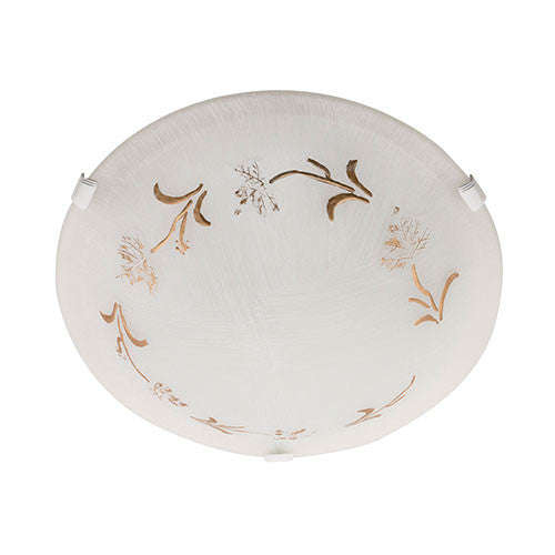 Bright Star Gold Patterned White Glass Ceiling Light 400mm