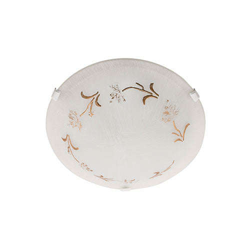 Bright Star Gold Patterned White Glass Ceiling Light 300mm