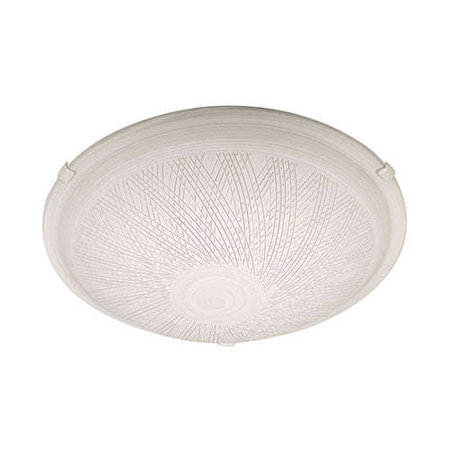 Bright Star Line Patterned White Glass Ceiling Light 400mm