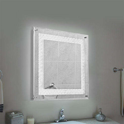 Bright Star Polished Chrome & Crystal Bathroom Mirror