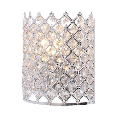 Bright Star Cylindrical Connesso Chrome Wall Light with Acrylic Beads
