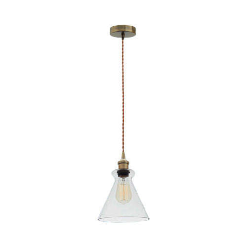 Bright Star Antique Bronze Cord Pendant with Clear Glass