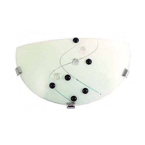 Bright Star Metal Base with Black Cherry Patterned Frosted Glass and Chrome Clips Wall Light
