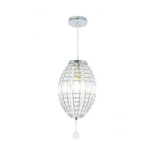 Bright Star Oval Chrome Pendant with Clear Acrylic Crystals