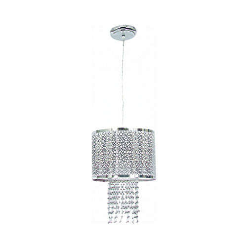 Bright Star Polished Chrome Pendant with Silver Beads