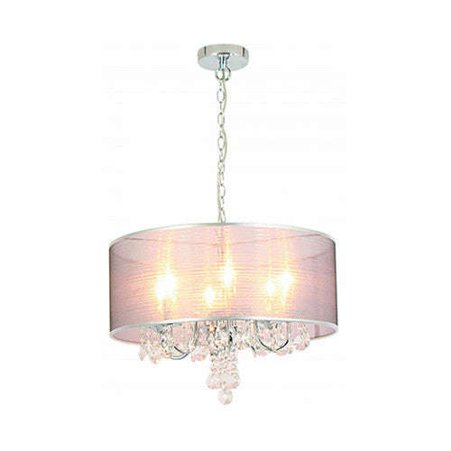 Bright Star Chrome Pendant with Transparent Silver shade and Crystals