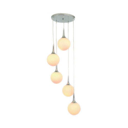 Bright Star 5 Light Cascading Chrome Pendant with Opal Glass