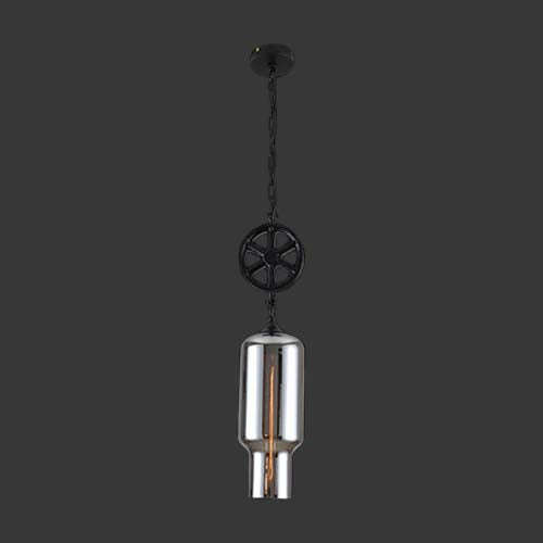 K. Light Industrial Glass Cylinder Pendant - Smoke