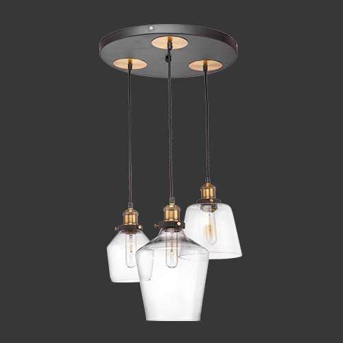 K. Light Antique 3 Light Cluster Pendant - Brass