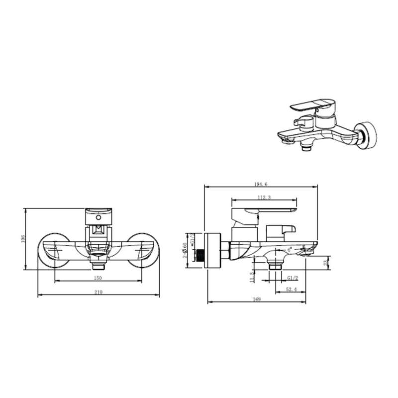 Cobra Seine Exposed Bath Mixer