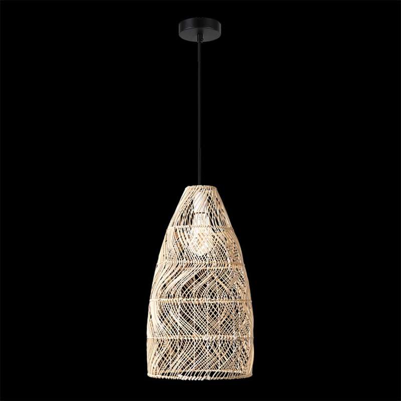 K. Light Elongated Rattan Cone Pendant
