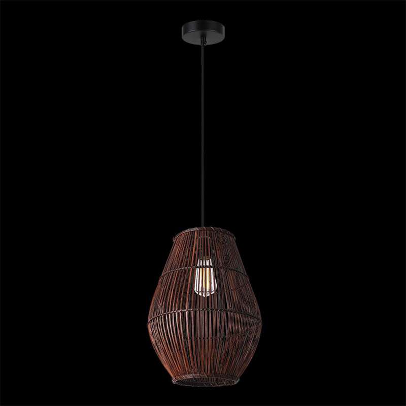K. Light Oval Rattan & Bamboo Pendant
