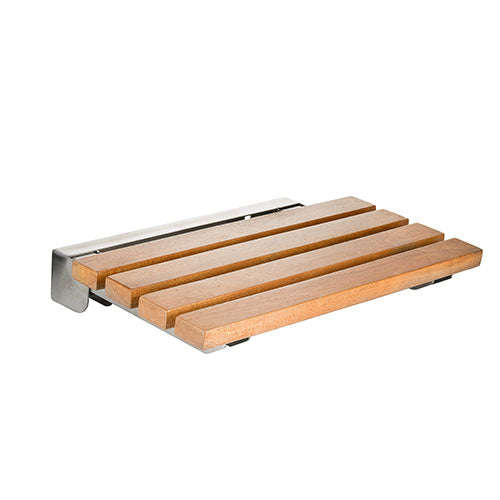Stunning Fold Up Steel and Timber Shower Seat - Wood / Silver