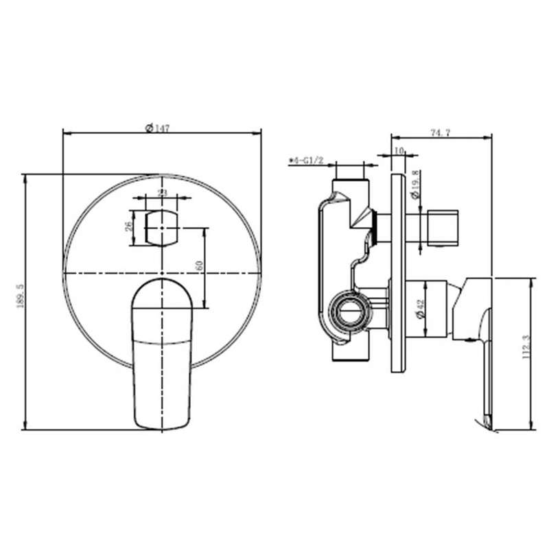 Cobra Seine Concealed Diverter Mixer - Chrome