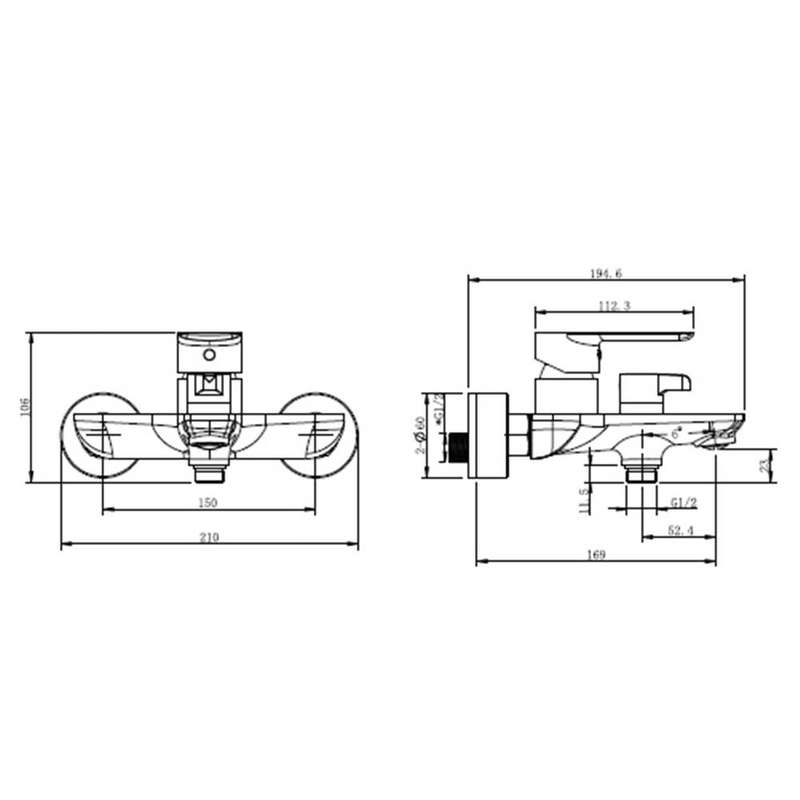 Cobra Seine Exposed Bath Mixer - Chrome