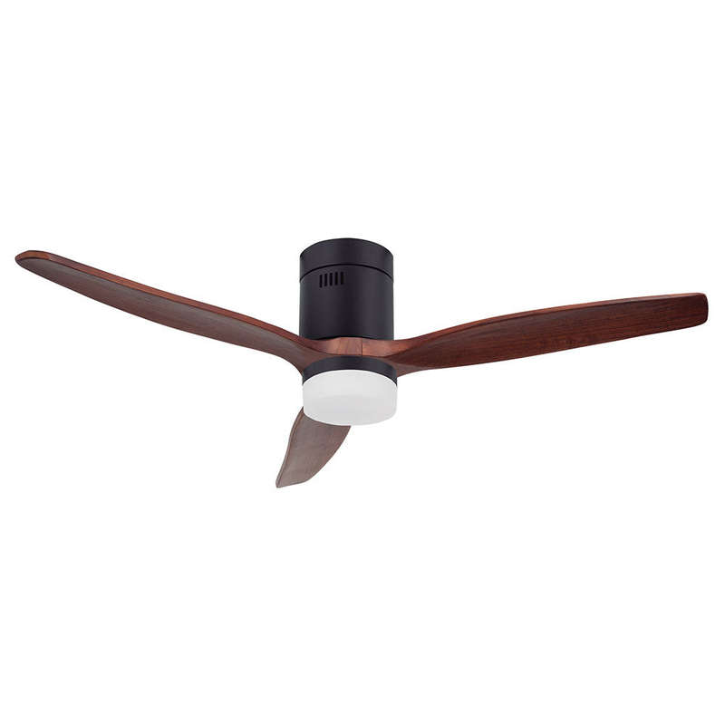 Bright Star 3 Blade Ceiling Fan with Light 1320mm - Matt Black / Walnut