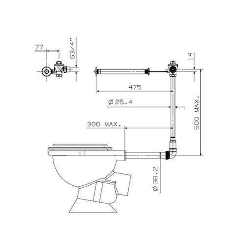Cobra Flush Junior Institutional Version Toilet Flush Valve - Chrome