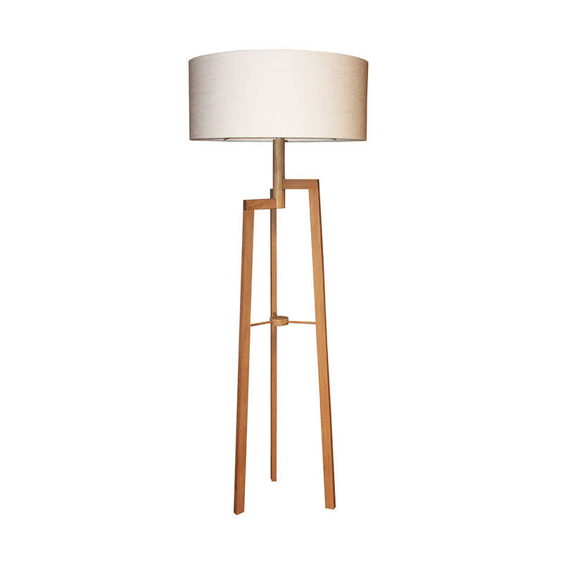 Wire World Wooden Jaggered Floor lamp With White Shade - Natural