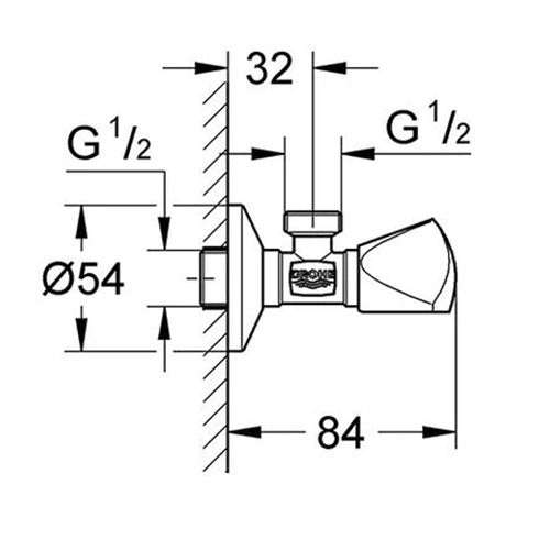 GROHE Neutral Handle Angle Valve 1/2"