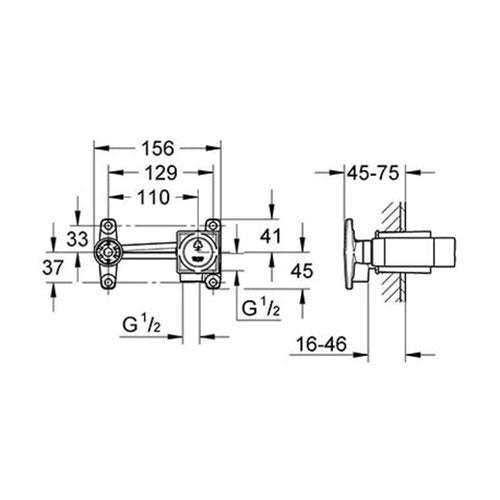GROHE Concealed Body For Wall Mounted Basin Mixer - Square