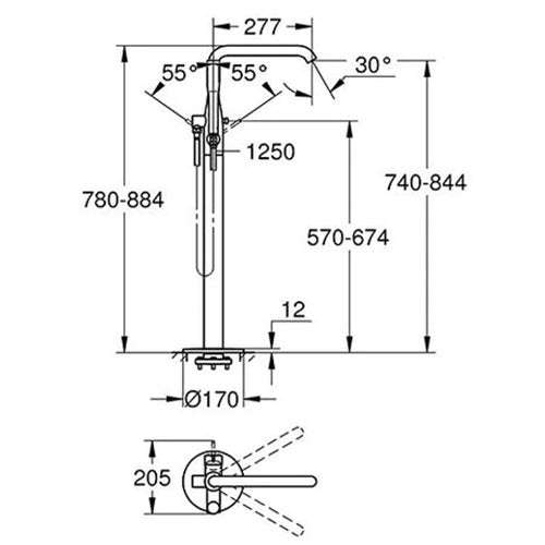 GROHE Essence Freestanding Bath Mixer + Hand Shower Set