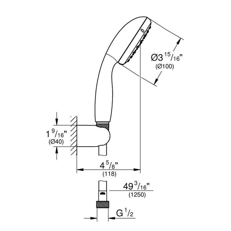 GROHE Tempesta 100 Hand Shower and Wall Holder - Chrome