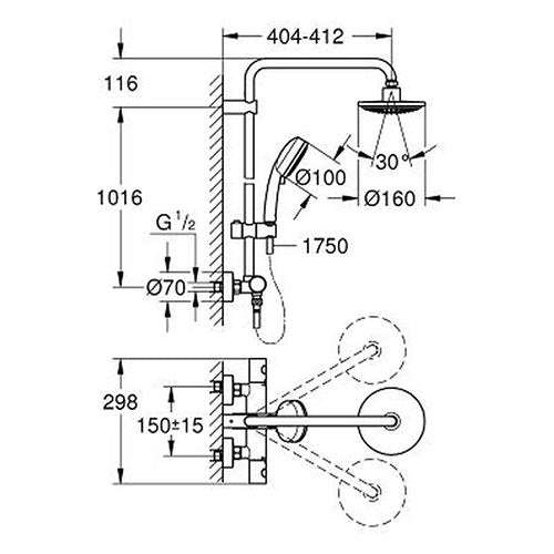 GROHE Tempesta Cosmopolitan 160 Shower System with Thermostat