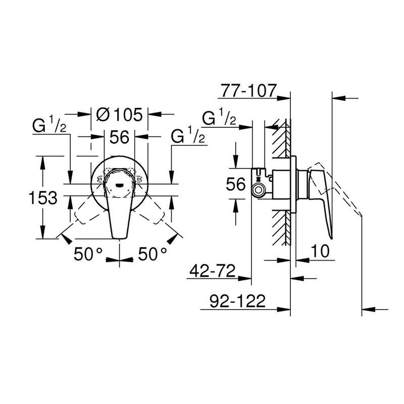 GROHE BauEdge Single-Lever Shower Mixer
