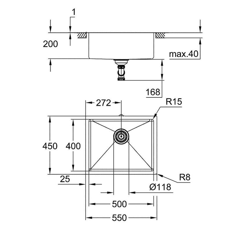 Grohe K700 Single Bowl Undermount Sink Stainless Steel